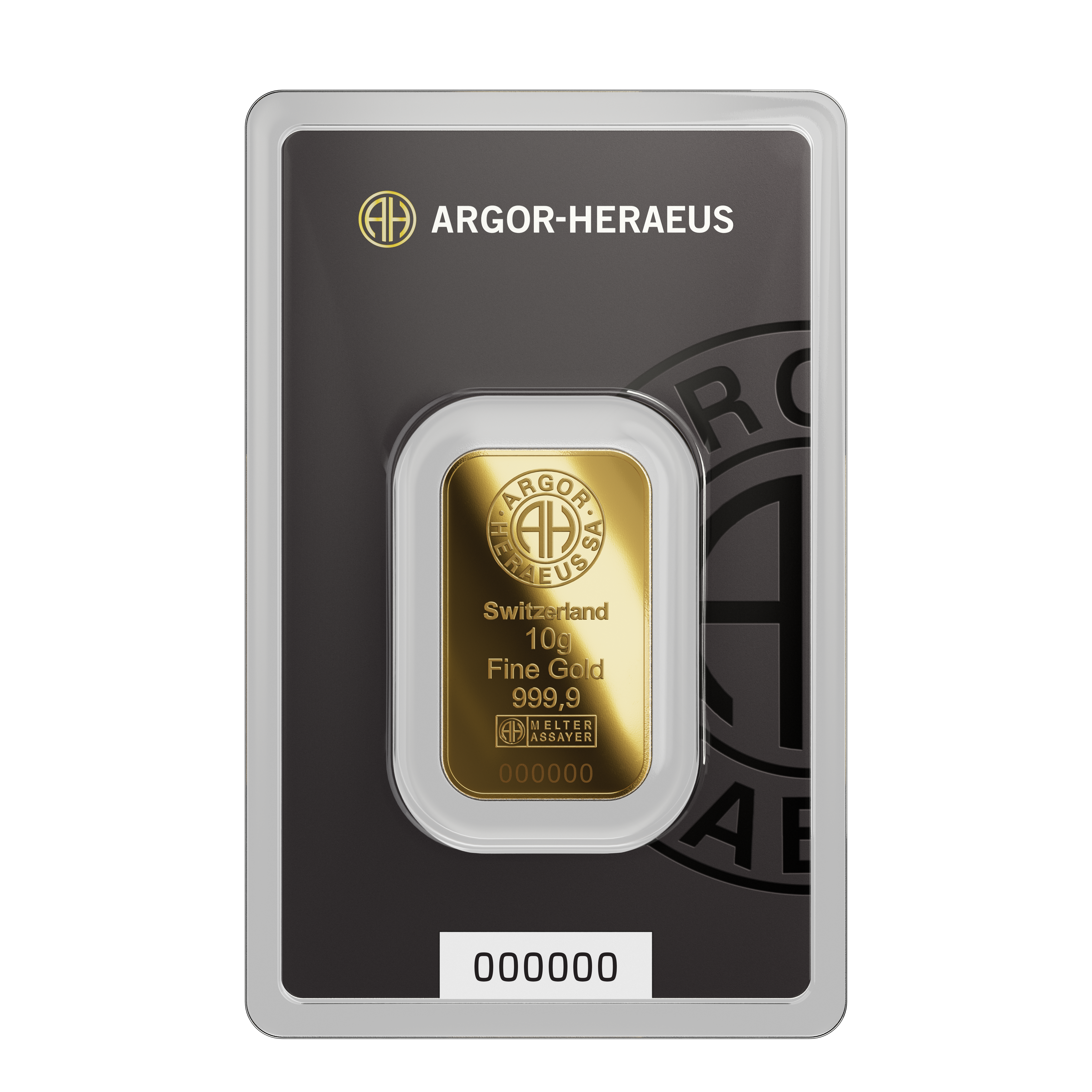 GOLD_Packaging_10g_Front Lingot d'or 10 g Argor-Heraeus 999,9‰