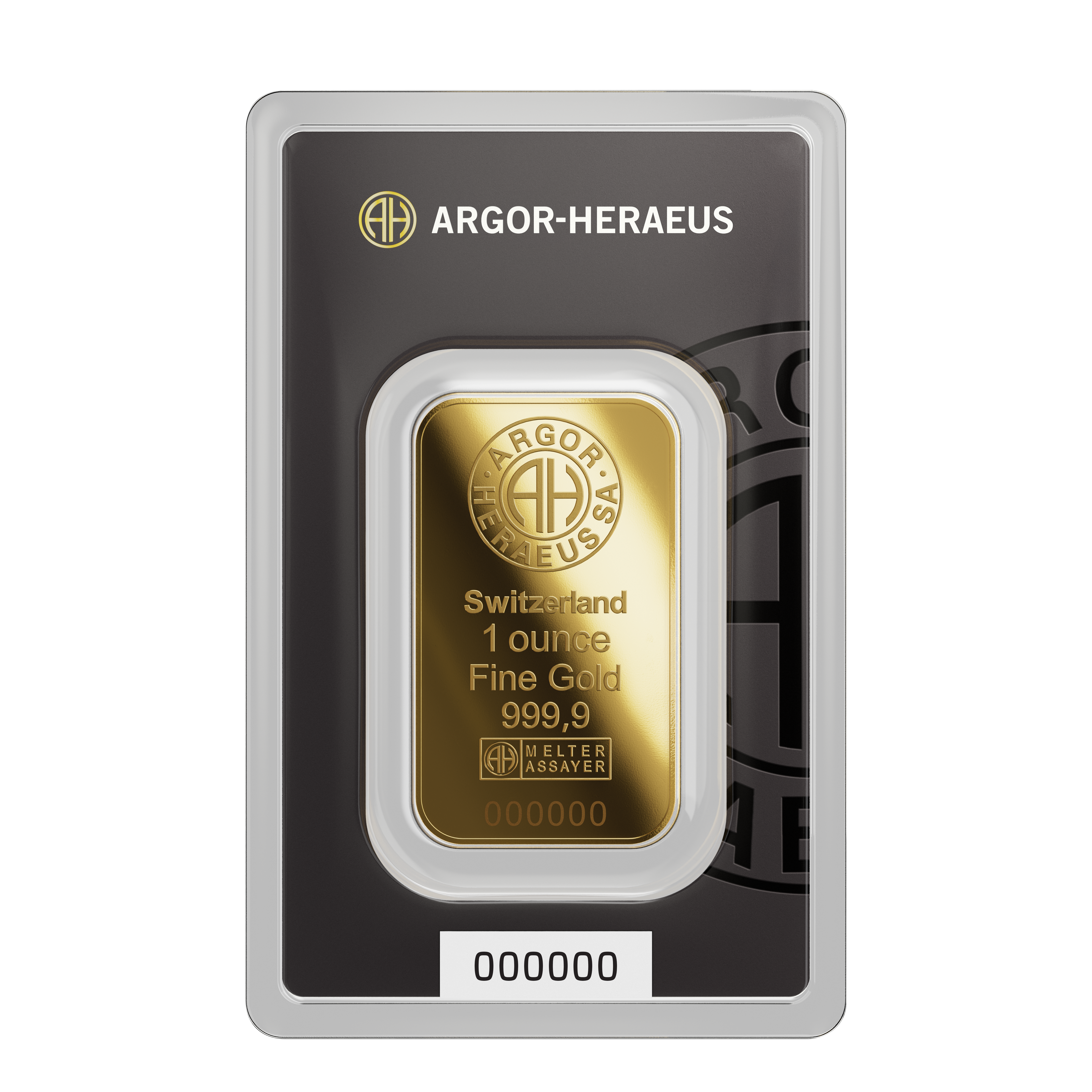GOLD_Packaging_1oz_Front Lingot d'or 1 oz Argor-Heraeus 999,9‰