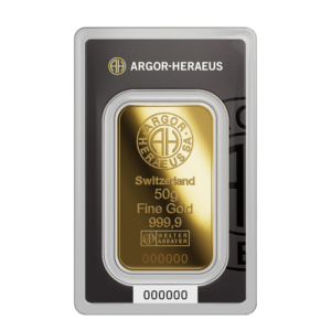 Lingot d'or 50 g Argor-Heraeus 999,9‰