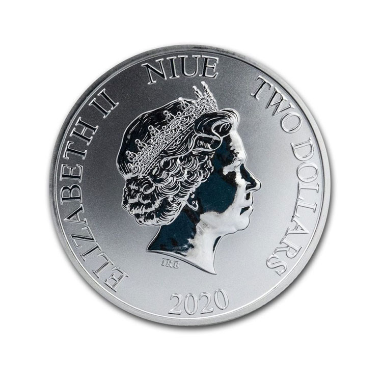 2020 Niue 1 oz Silver $2 Hawksbill Turtle verso