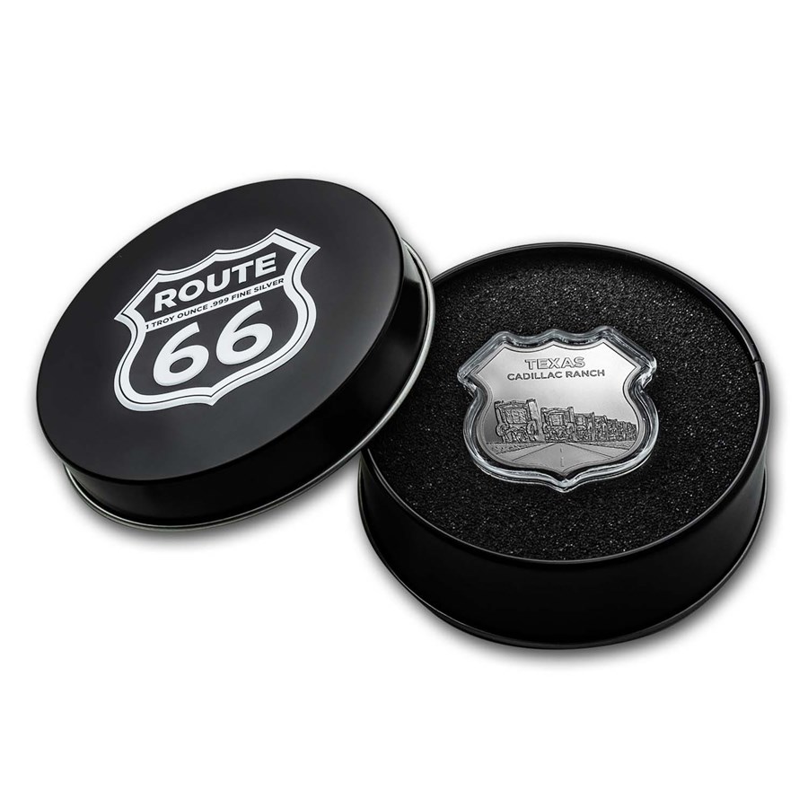 1_oz_Silver_Round_-_Route_66_Texas_Cadillac_Ranch_box