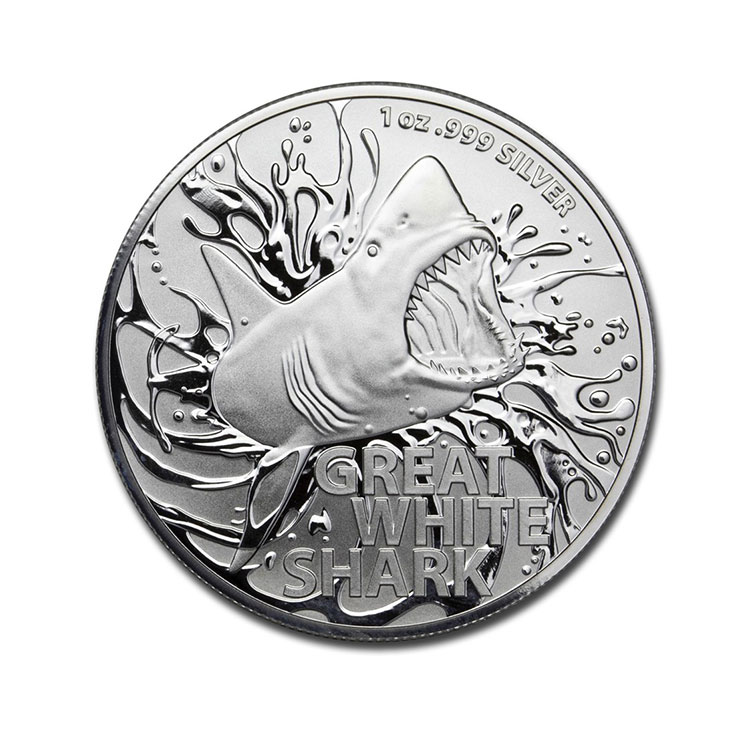 2021-australia-1-oz-silver-1-great-white-shark-bu_218303_obv 2021 Australia 1 oz Silver $1 Great White Shark BU