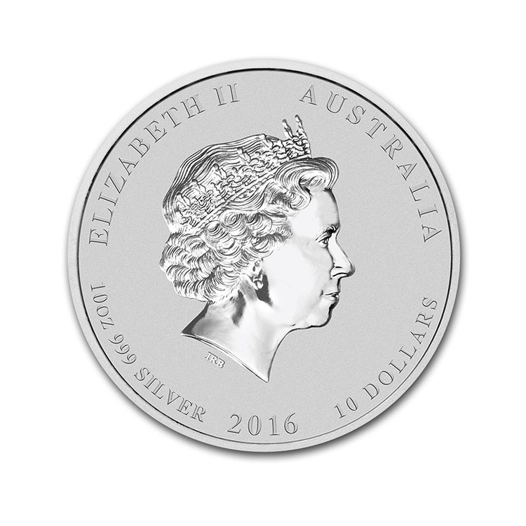 2016_PerthMint_Silver_Monkey_10oz_obverse 2016 10 oz Silver Australian Lunar Monkey Coins