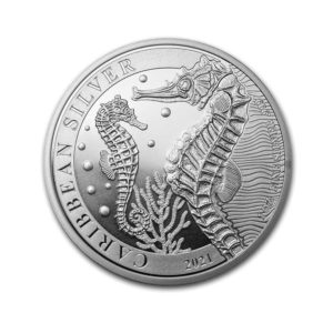 2021 Barbados 1 oz Silver Caribbean Seahorse BU