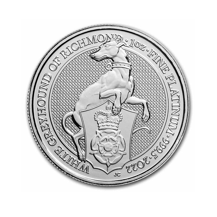 2022-gb-1-oz-platinum-queens-beast-the-white-greyhound_240467_obv 2022 GB 1 oz Platinum Queen's Beast The White Greyhound