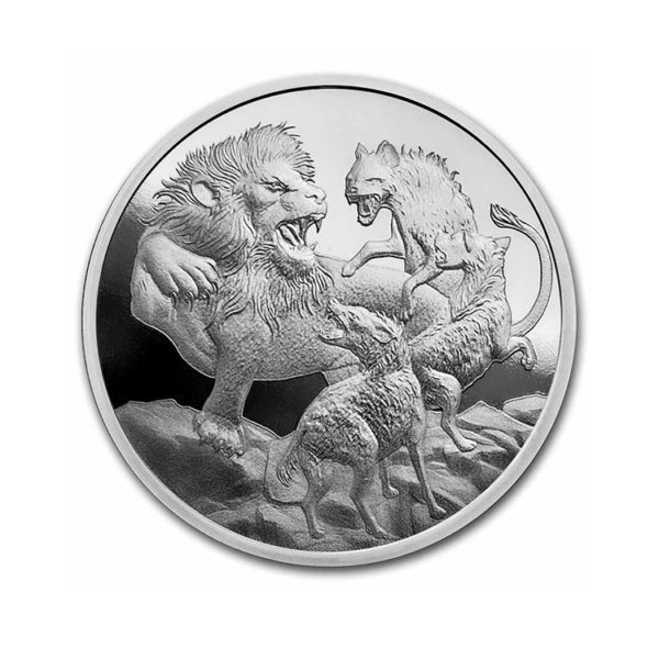 2022 Niue 1 oz Silver Apex Predators: Lion vs Hyenas BU