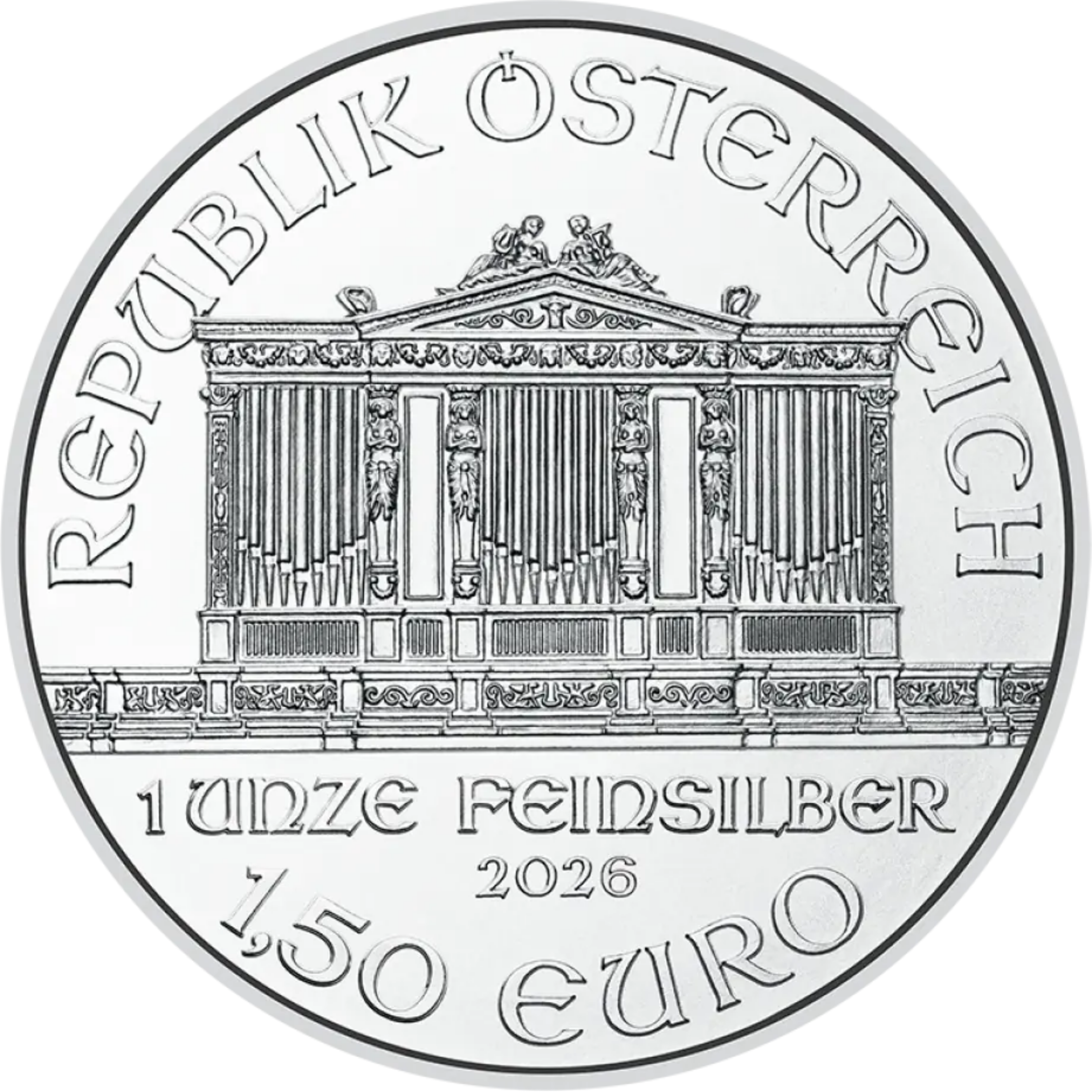 1 oz Philharmonique de Vienne _ Argent _ 2026 Pièce d'investissement en argent 1 once Philharmonique de Vienne datant de 2026