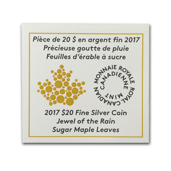 2017 Canada 1 oz Silver $20 Jewel of the Rain: Sugar Maple Leaves