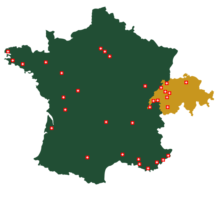 Liste des agences de l'expert en métaux précieux, Gold Service, en France et en Suisse